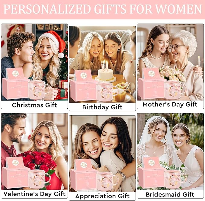 Personalized Gifts for Women Coffee Mug, Initial Customized Gift Monogrammed A-Z Coffee Mug 12 OZ, Christmas Anniversary Birthday Gifts for Women Mom Grandma Friend Sister Wife(G)