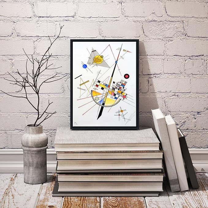 Wieco Art Framed Canvas Wall Art Delicate Tension #85, 1923 by Wassily Kandinsky Classic Famous Paintings Reproductions Canvas Wall Art for Home Office Decoration