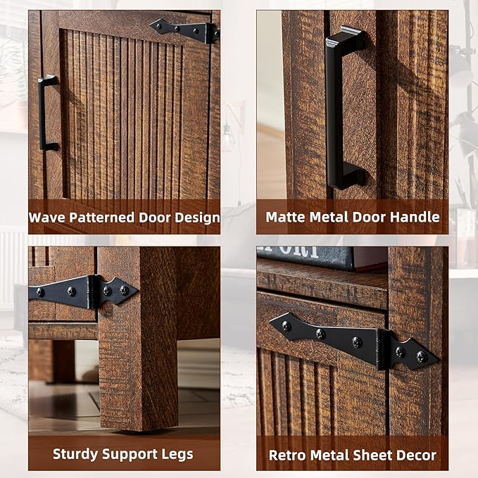 Night Stand Set of 2, 18 Inch Farmhouse Nightstand with with Charging Station and USB Port, Rustic Wood Bedside Table with Magnetic Door, Bed Side Tables for Bedroom, Reclaimed Barnwood