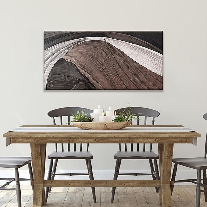 TAIJXAGSG Canvas Art Wall Decor Brown Abstract Wall Art For Living Room Modern Canvas Prints Pictures Black And White Wall Art For Hotel Home Wall Decor 24x48 Inch