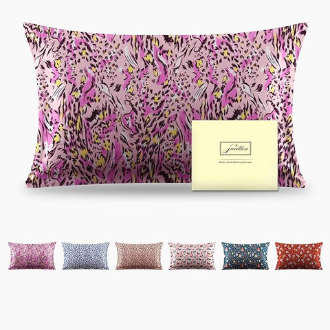 Mulberry Silk Pillowcase for Hair and Skin King Size Leopard Print Silk Pillow Cases with Zipper Soft Breathable Smooth Cooling Silk Pillow Covers for Sleeping (Pink Paint,20"X 36",1Pcs)
