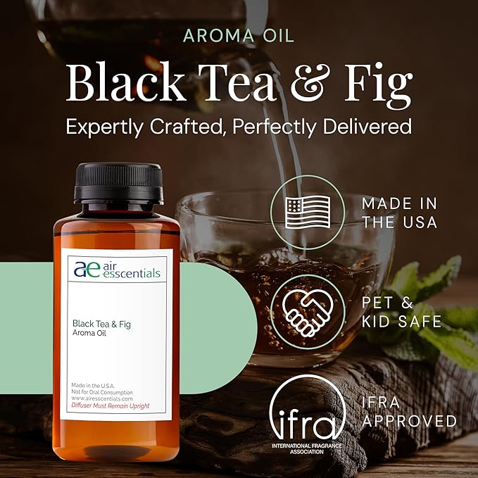 Black Tea & Fig Aroma Oil, Essential Oils Blend for Diffusers & Scent Machines, Herbal Fruity Blend and Amber, Aromatherapy, Cold Air Diffuser Compatible, 300 mL