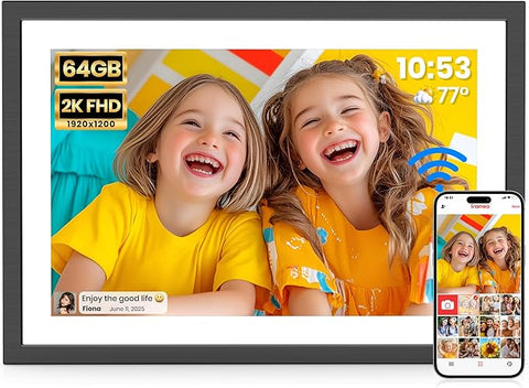 2K 64GB Frameo 10.1 Inch Digital Picture Frame, Smart WiFi Electronic Photo Frames with 1920x1200 FHD IPS Touch Screen Slideshow Tabletop&Wall Mounted, Share Photos/Videos Instantly from Anywhere