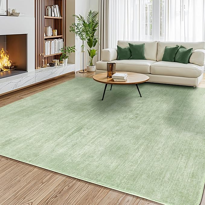 Washable Rug 6x9 Area Rugs for Living Room - Stain Resistant Non-Slip Backing Boho Rug for Bedroom,Durable & Ultra-Thin Vintage Large Area Rug(6x9,Green)