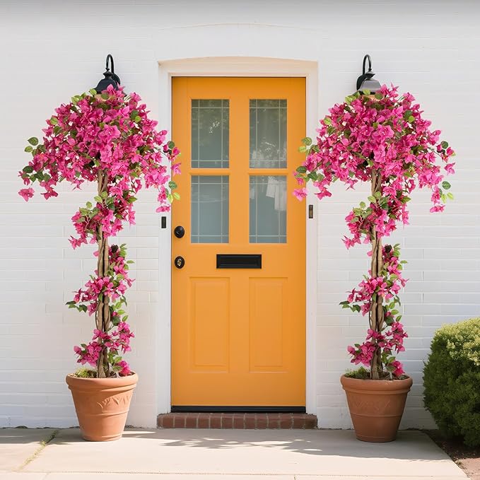 Romantic Season 6FT Artificial Bougainvillea Tree, Faux Silk Bougainvillea Plant with Pot for Indoor Outdoor Decor, Tall Fake Tropical Tree for Home, Office, Patio, Balcony, Wedding Decoration