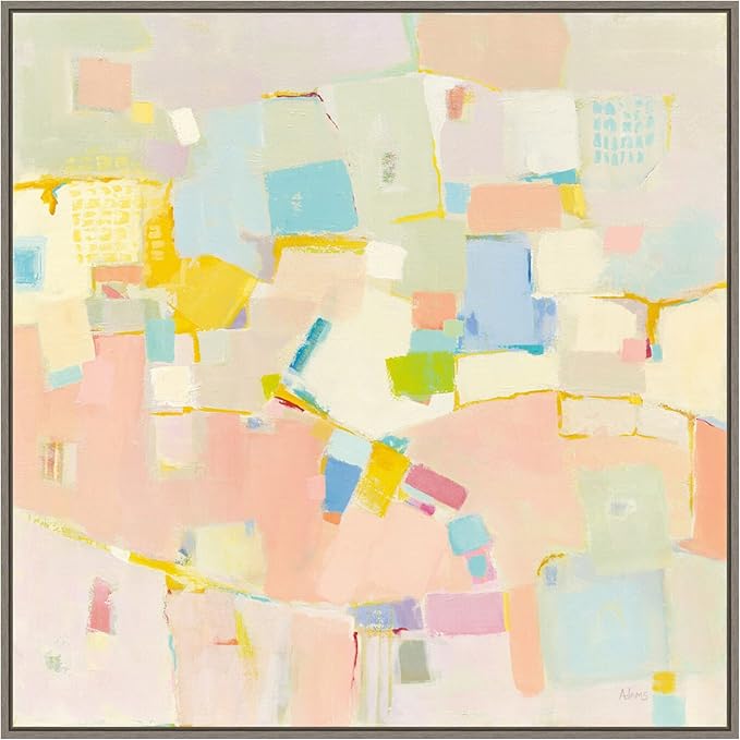 Amanti Art Framed Canvas Wall Art 30x30 Block Party by Phyllis Adams, Framed Wall Art Canvas, Abstract Artwork, Country Rustic Decor, Large Poster Painting for Living Room, Bedroom, Bathroom, Kitchen