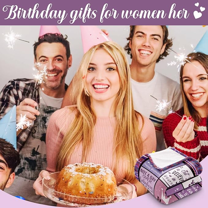 CENSIHER Birthday Gifts for Women Her Throw Blanket 60x50in, Happy Birthday Decorations for Women, Gifts for Woman Bday Unique, Womens Female Presents Ideas for Girls Friend Mom Sister Wife