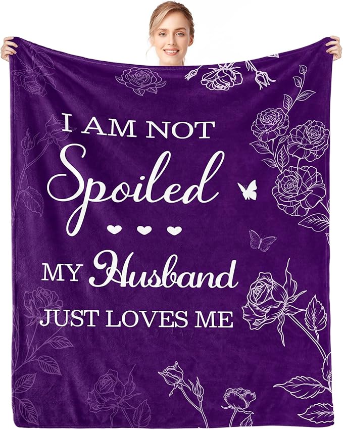 CENSIHER Gifts for Her Wife, Romantic Wife Gift from Husband, Anniversary Wedding Gifts for Women Her, Wifey Birthday Ideas, Spoiled Blanket 60x50in, Best Valentines Mothers Day Presents