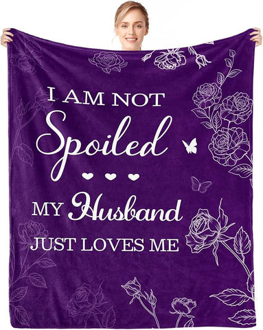 CENSIHER Gifts for Her Wife, Romantic Wife Gift from Husband, Anniversary Wedding Gifts for Women Her, Wifey Birthday Ideas, Spoiled Blanket 60x50in, Best Valentines Mothers Day Presents