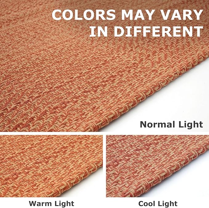 IOHOUZE Washable Runner Rug 2x5 Non Slip Runners for Hallways Entryway Runner Indoor, Kitchen Throw Rug Woven Cotton Floor Carpet for Hall Entrance Bedroom, Rustic Orange