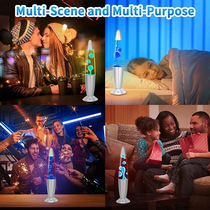 Liquid Motion Lamp with Remote, 17 Color Changing Night Light, 13.5 Inch RGB LED Table Lamp for Kids & Adults, Home Decor, Christmas, Party, Blue Wax
