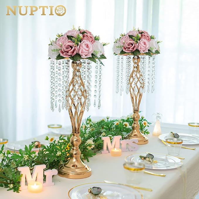 NUPTIO Flower Balls for Wedding Centerpieces - 10 Pcs 9.5 inch Diameter Fake Flower Ball Arrangement Bouquet Party Centerpieces for Tables - Dusty Rose Bouquet Centerpiece Flowers for Wedding Table
