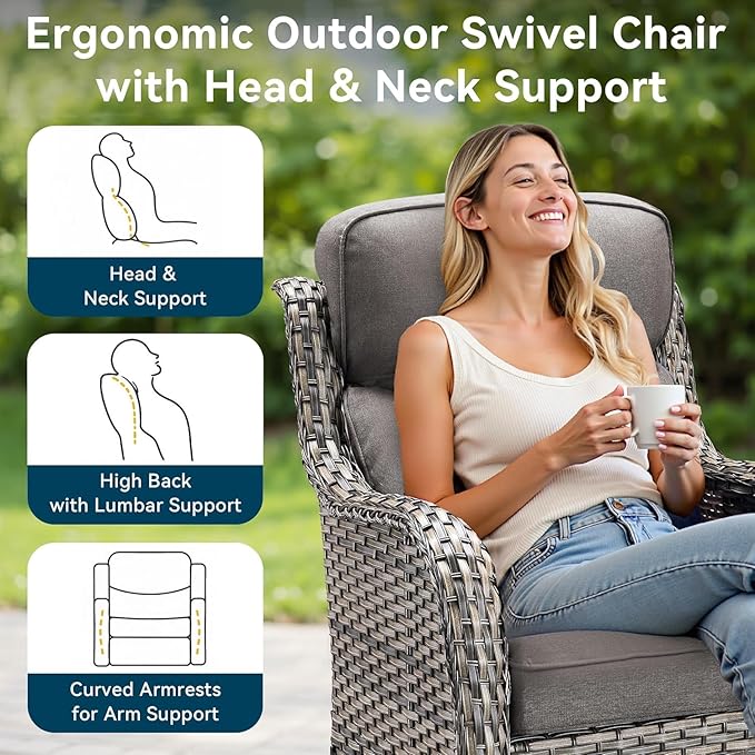 Outdoor Chair Cushions Set - 22 x 25 Inch Fade Resistant Patio Chair Cushions Outdoor Seat Cushions for Patio Furniture Chair Sofa Couch-Grey