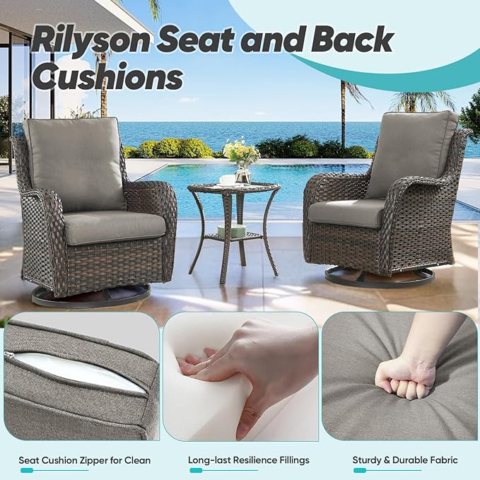 Patio Cushions for Outdoor Furniture - 22×24 Inches High Back and Deep Seating Outdoor Cushion for Patio Chairs Sofa Couch Loveseat Water Resistant(Grey/1 Set/No Button)