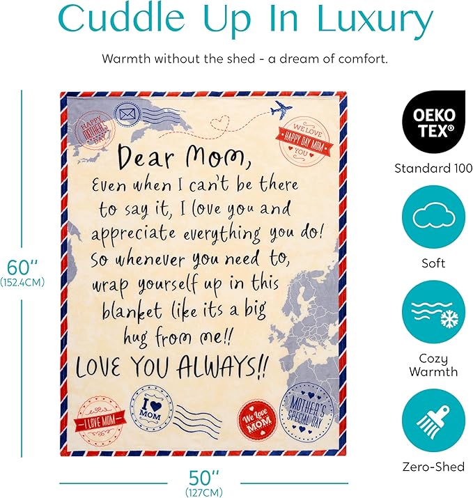 Joiedomi Birthday Gifts for Mom Soft Flannel Mom Blanket for Women Wife Grandma Mothers Day Anniversary Present from Daughter Son 50" x 60" Brown