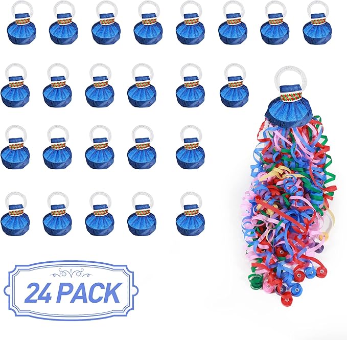 No Mess Streamers Poppers,24Pack Colorful No Mess Confetti Party Poppers for Birthday,Wedding,Celebrations,School Opening,Graduation,Retirement Party (blue multicolor 24pack)