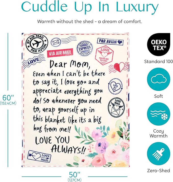Joiedomi Mothers Day Blanket Gifts for Mom Soft Flannel Mom Blanket for Wife Grandma Birthday Present for Women from Daughter Son 50" x 60" Colorful