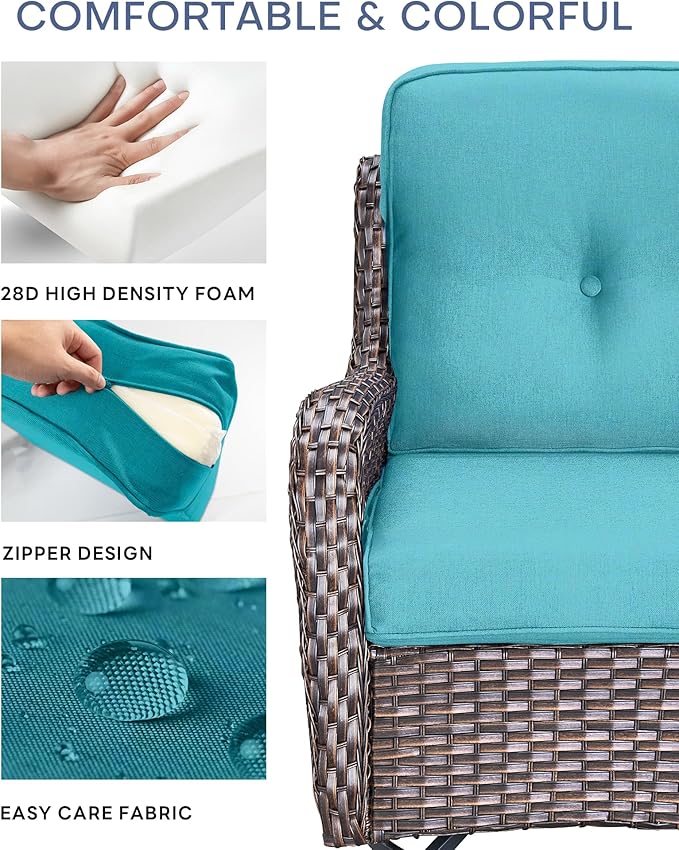 22x25/22x24 Outdoor Furniture Cushions Set of 6 - Comfortable Patio Chair Cushion for Rattan Wicker Dining Rocking Swivel Chairs Loveseat Couch L-Shape Sectional Sofa - Turquoise/Button