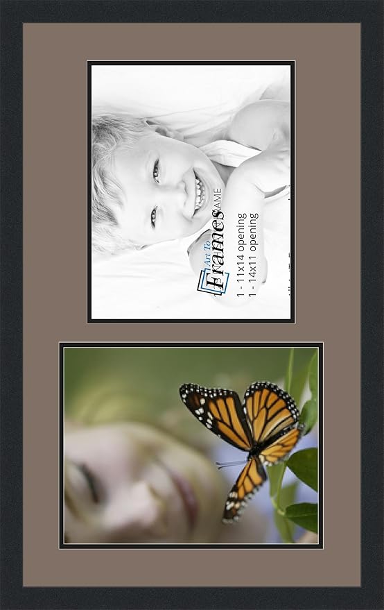ArtToFrames Double-Multimat-778-748/89-FRBW26079 Collage Photo Frame Double Mat with 2-11x14 Openings and Satin Black Frame