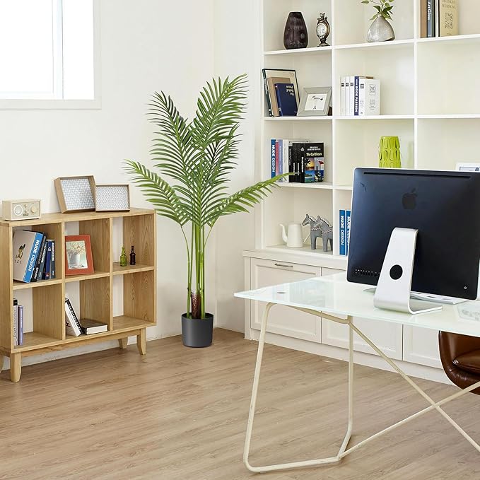 Artificial Bird of Paradise Plant Fake Tropical Palm Tree for Indoor Outdoor, Perfect Faux Plants for Home Garden Office Store Decoration (Palm Tree 120cm)