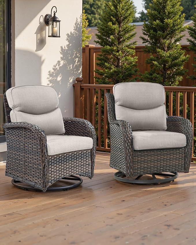 22x25/22x24 Outdoor Seat Cushions Set of 2 - Comfortable High Back Water-Resistant Patio Wicker Chairs Cushion for Rattan Dining Rocker Glider Loveseat Couch Sectional Sofa - Beige/Smile