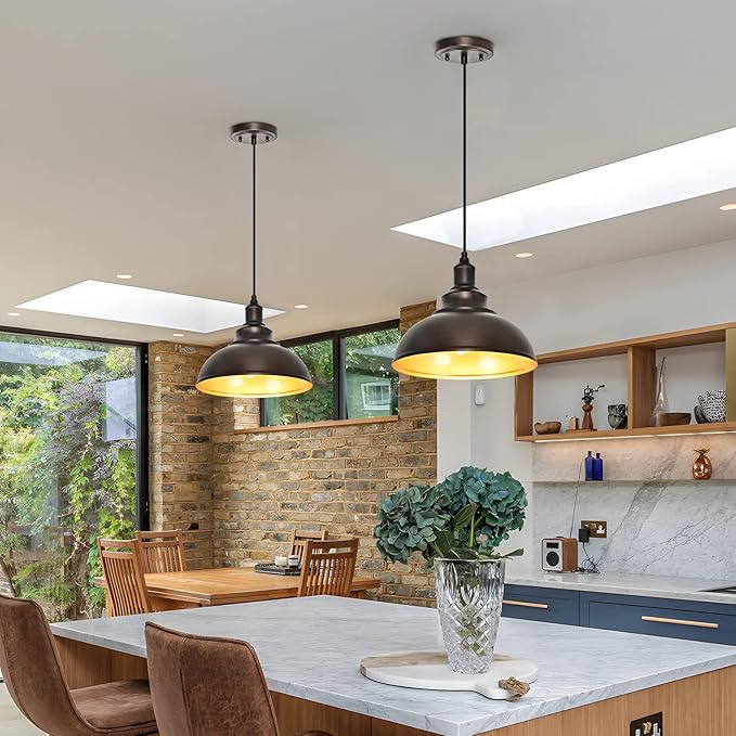 3-Pack Farmhouse Pendant Light Adjustable Pendant Lighting for Kitchen Island Industrial Hanging Barn Pendant Lights Over Island Sink Light Fixtures