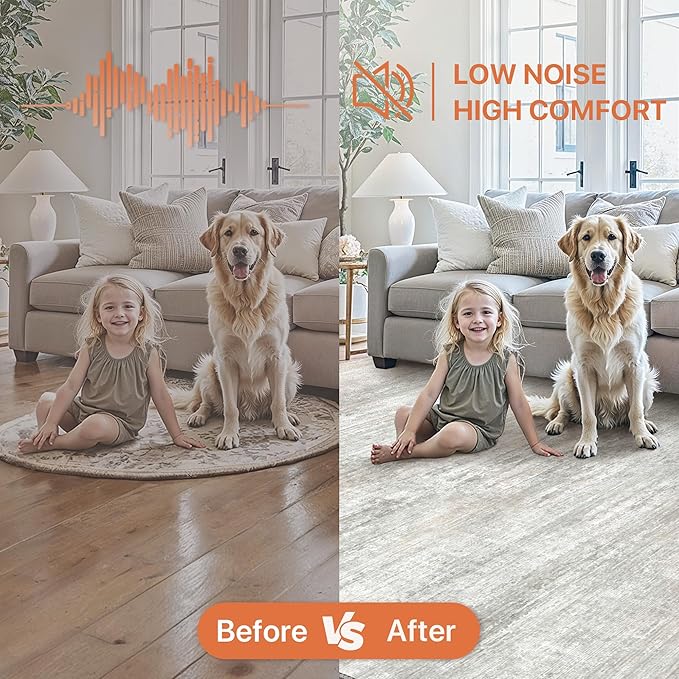 GENIMO Washable Area Rugs for Living Room Bedroom, 8X10 Modern Abstract Non Slip Rug, Low Pile Soft Contemporary Indoor Floor Carpet Cover for Dinning Room Kitchen, White/Grey