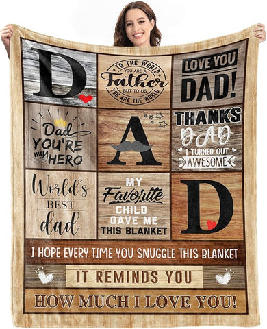Gifts for Dad from Daughter Son - Fathers Day Dad Gifts for Birthday Valentines Day Christmas - Fathers Gift Ideas - 60"x50" Soft Flannel Blanket Gifts for Him Anniversary