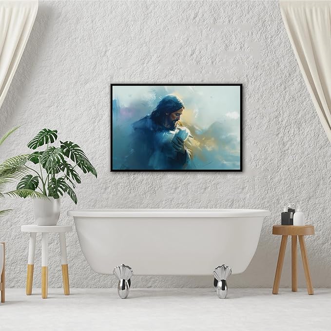Christian Wall Art Print, Religious Scripture Biblical Decor, Faith-Based Inspirational Landscape with Cross, Digital Printed Canvas Poster for Church, Home Chapel, Prayer Room Decor