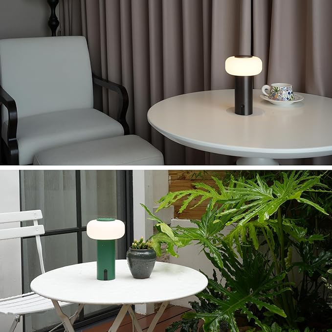 Shower Lamp Waterproof, Outdoor Cordless Table Lamp Rechargeable, Portable Battery Operated Lamp, Touch Dimmable Night Light for Bedroom/Patio/Dinning/Camping (Khaki)