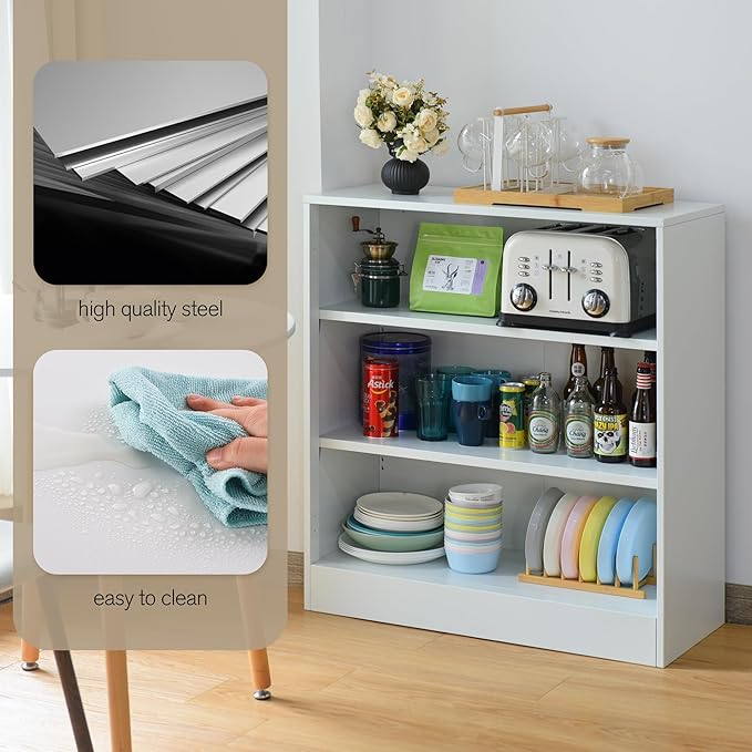 Metal Bookcase with Back Panel, 5 Tier Open Shelf Bookcase with Adjustable Shelves,23.54 Wide Storage Cabinet Sturdy Steel Cube Shelf Organizer, Free Standing Display Unit