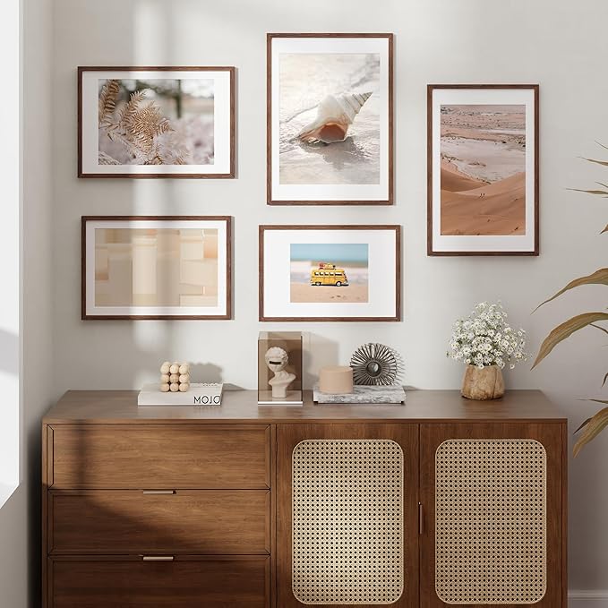 13x19 Picture Frame, Solid Oak Wood Frame 13 x 19 Frame for Wall, 13"x19" Photo Frame with Tempered Real Glass, 13x19 Picture Frame Matted to 11x17, Rustic Wooden 13x19 Poster Frame, Walnut Color