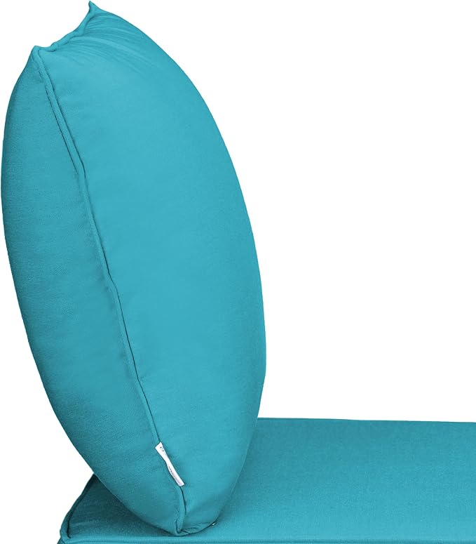UIXE 24.5" Deep Seat Outdoor Cushion Set with Back Pillows, Patio Furniture Cushions, Sectional Sofa Bistro Chair Cushion - Teal Blue, Set of 4