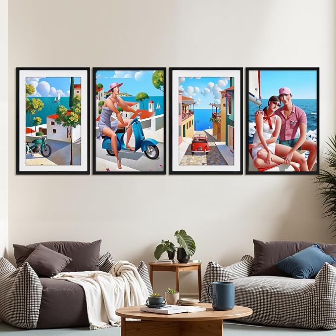 Giftgarden 13x19 Picture Frames Set of 4, Matted to 11x17 Picture with Mat or 19x13 Artwork Without Mat, Black