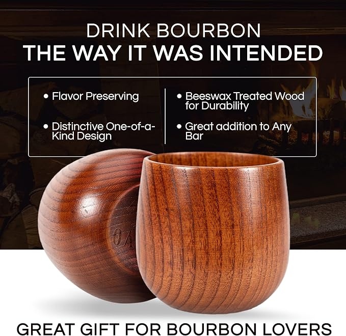 The Original Wooden Bourbon Drinking Glass Bourbon Gifts for Men | Wooden Old Fashioned Glass | Great Whiskey Gifts for Husband, Dad, or Brother | Perfect Present For Men Who Have Everything