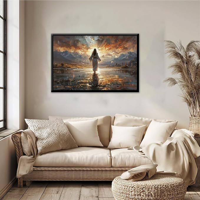 Christian Wall Art Print, Religious Scripture Biblical Decor, Faith-Based Inspirational Landscape with Cross, Digital Printed Canvas Poster for Church, Home Chapel, Prayer Room Decor