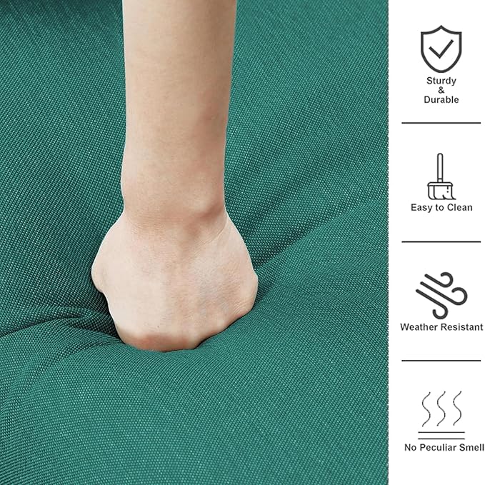 Patio Cushions for Outdoor Furniture - 22×24 Inches High Back and Deep Seating Outdoor Cushion for Patio Chairs Sofa Couch Loveseat Water Resistant(Malachite Green/2 Set/Button)