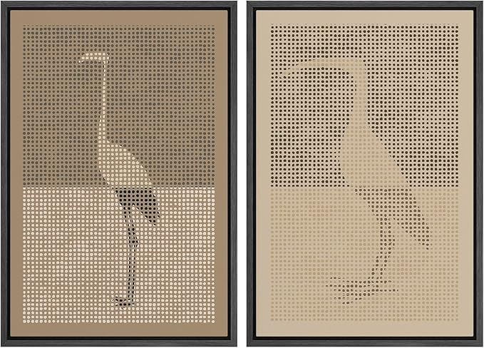 MUDECOR Framed Canvas Print Wall Art Bird Silhouette Modern Minimalist with Heron Crane Illustrations Modern Art Decorative Bohemian Colorful for Living Room, Bedroom, Office - 24"x36"x2 Black