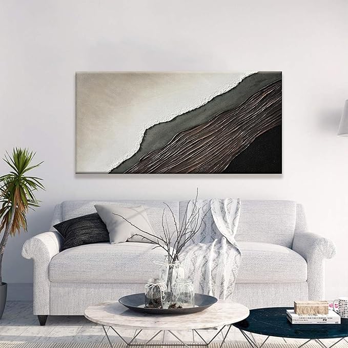 Tsomzxng Abstract Wall Art Brown Black Wall Art Painting Canvas Art Wall Decor Prints Minimalist Abstract Wall Decor For Living Room Bedroom Kitchen Office Artwork Ready To Hang 24"×48"