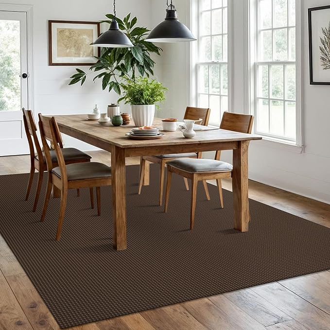 IOHOUZE Washable Area Rug 6x9 Non Slip Rubber Backed Rugs for Living Room, Dining Room Rugs Bedroom Rug, Woven Indoor Floor Carpet for Living Room Nursery, Brown