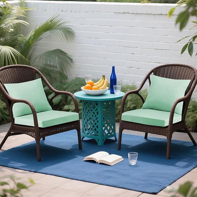 Outdoor Seat Cushion Set 24 x 24 In, Water-Resistant & Fade-Resistan, Patio Furniture Cushions with Removable Cover Deep Seat & Back Cushion with Handle and Adjustable Straps for Chair Sofa,2PC