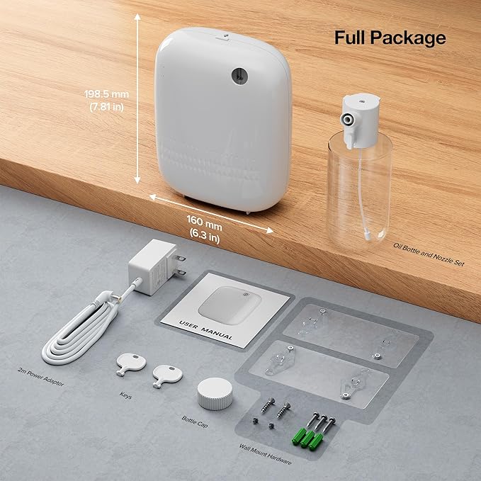 Waterless Essential Oil Diffuser for Home and Commercial Use, Up to 2000 sq.ft. 400 mL Capacity, Aromatherapy Scent Diffuser for Large Rooms, Smart Scent Air Machine, ANW-White
