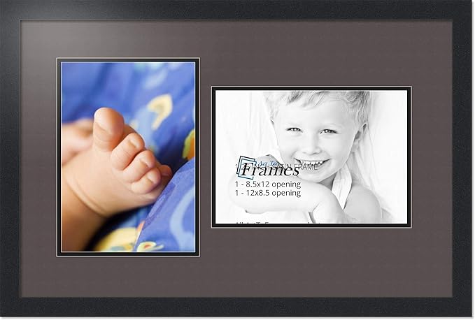 ArtToFrames Double-Multimat-776-119/89-FRBW26079 Collage Photo Frame Double Mat with 2-8.5x12 Openings and Satin Black Frame