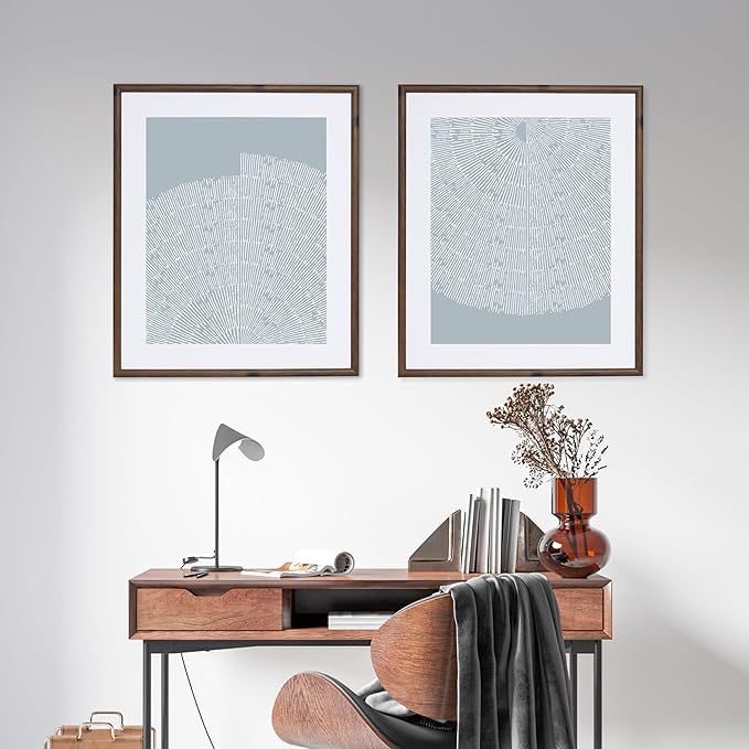 Camden Reed Set of Two Serenity Poster Frames Matted to 16x20 Inches, 20x24 Inch, Dark Oak Finish