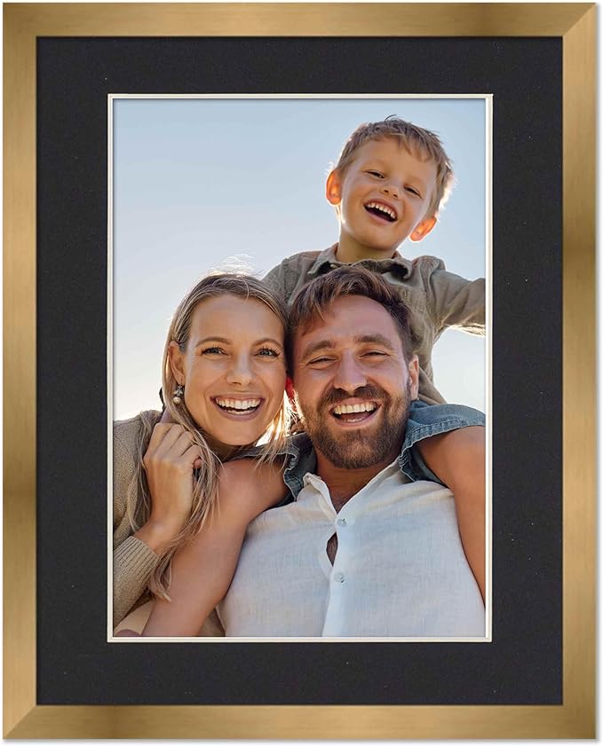 12x14 Frame with Mat - Bronze 14x16 Frame Wood Made to Display Print or Poster Measuring 12 x 14 Inches with Black Photo Mat