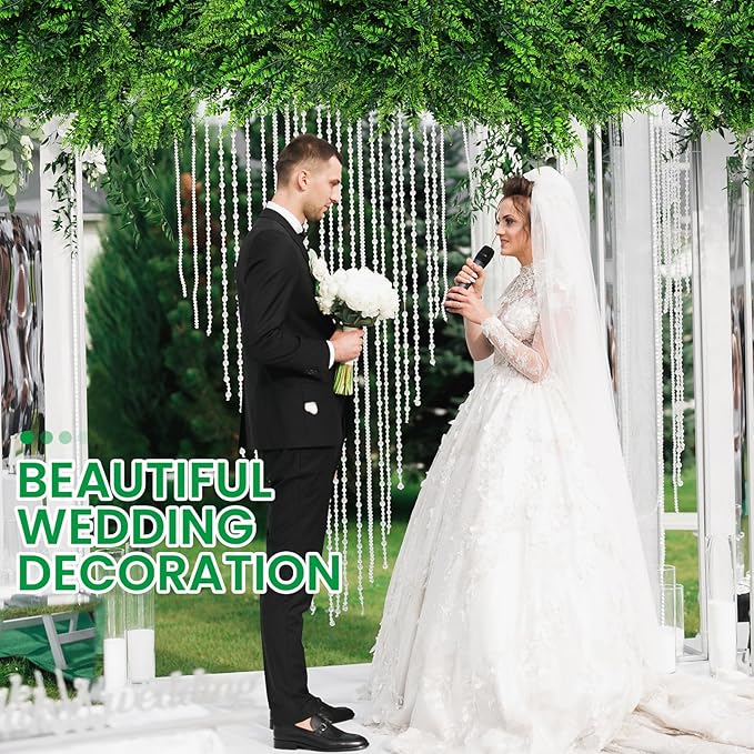 Geosar 104 Pcs Artificial Hanging Plants 32 Inch Hanging Boston Ferns Plastic Fake Plants for Wall Room Garden Wedding Garland Indoor Outdoor Decoration, No Basket