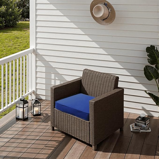Outdoor Chair Cushions 18 x 18 x 3 Inch, Waterproof & Fade Resistant Patio Seat Cushion for Furniture with Handle and Ties, Thick Seating Pads for Outside Sofa Couch Set of 2, Blue