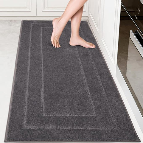 PURRUGS Machine Washable Kitchen Runner Rug 32" x 70", Non-Slip/Skid Hallway Runner Rug, Super Absorbent Soft Area Rug for Kitchen, Hallway & Laundry, Rolled Packaging, Grey