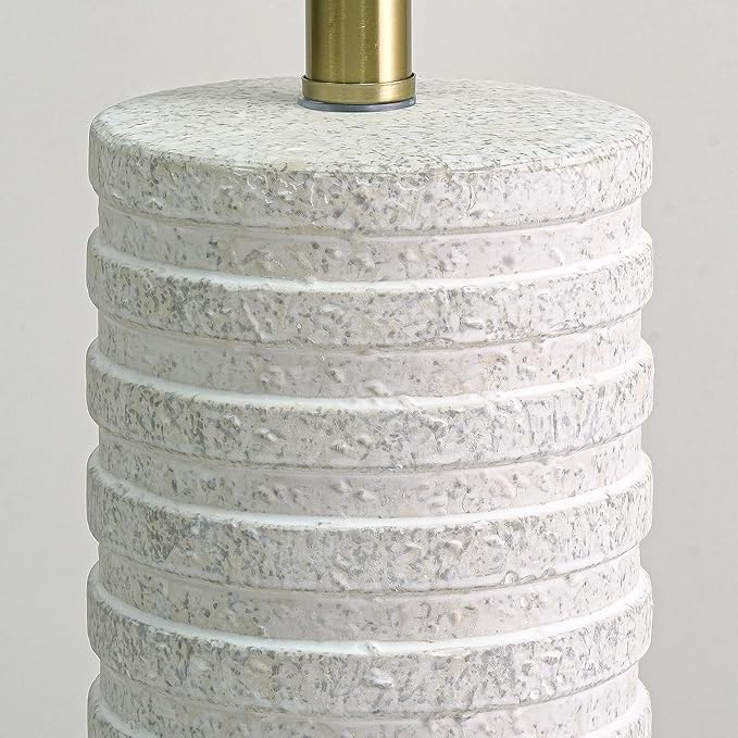 PoKat 27" Farmhouse Ceramic Table Lamps Set of 2 for Bedroom, Stone-Like Rustic Nightstands Lamps for Night Stands, Distressed Neutral Bedside Lamps with Natural Textured for Living Room, Home Decor