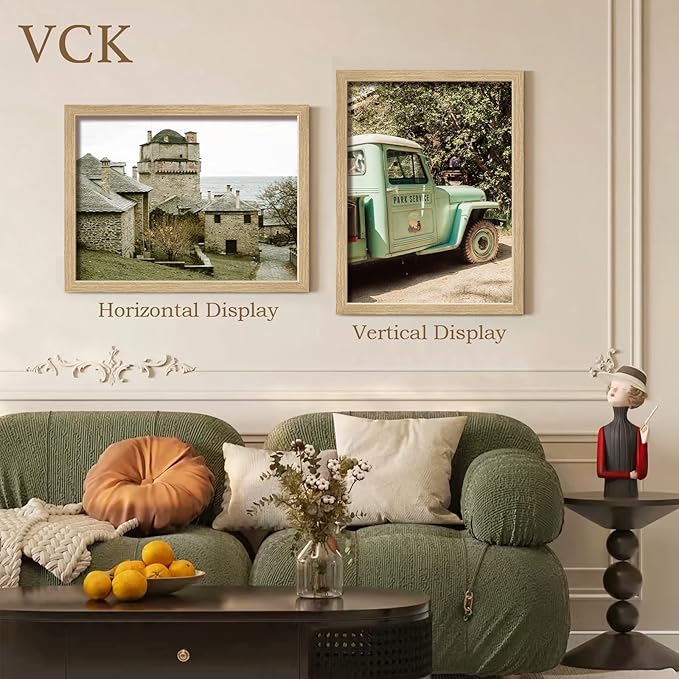 VCK 18x24 Poster Frame Set of 3 - Oak, Natural Solid Wood Picture Frames, Wall Hanging